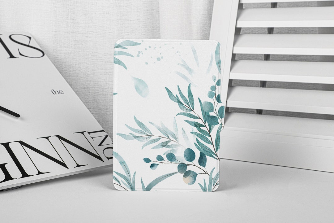 Light Green Leaves Ink Kindle Paperwhite Case, Kindle Paperwhite Case