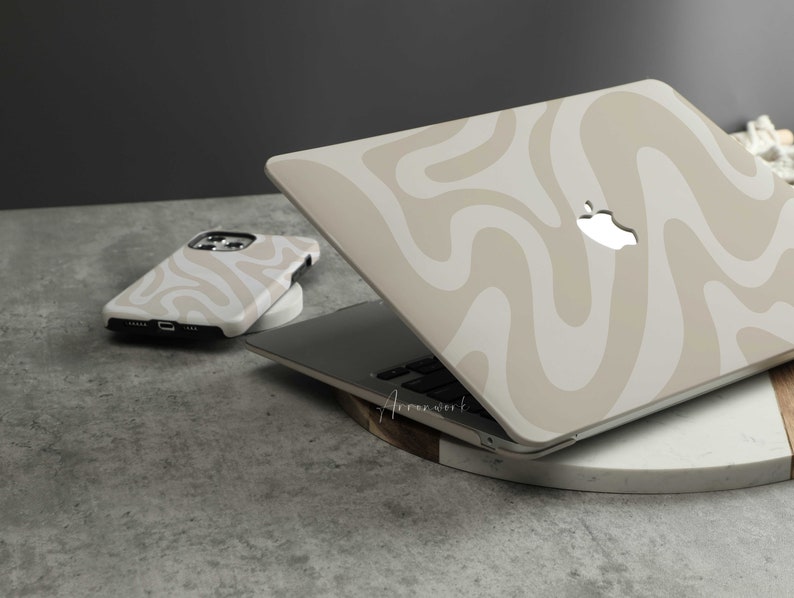 Beige Abstract Line Art New Pro Mac Hard Protective Case Personalized Name For MacBook Air 11/13 Pro13/14/15/16 2008-2021 12 Inch image 7