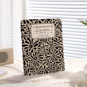 Schwarz Blumen iPad Hülle: Khaki Feld Design, personalisierte iPad Hülle