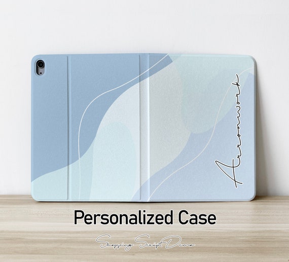 【希少】【正規品】wind and sea logo ipad case air Artistic Blue Lines Personalized Custom Initials Name Flip Apple