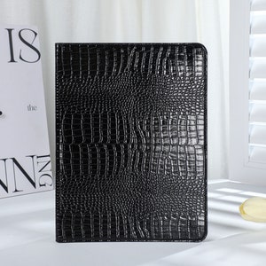 Dark Black Leather Personalized Initials iPad Case For iPad 8 9 10th Air 4 5 Case  iPad Pro 2020 10.2 inch 12.9 Pro 11 10.9 10.5 Cover