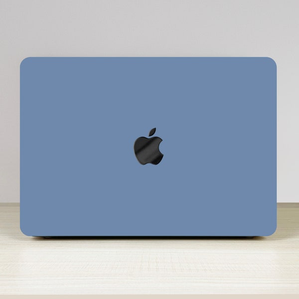 Housse bleu acier pour ordinateur portable MacBook pour MacBook Air 11/13 Pro 13/14/15/16 barre tactile Retina nom personnalisé accessoires de coque