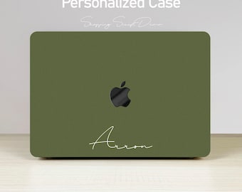 オリーブグリーンのつや消しテクスチャー MacBook ケースカバー