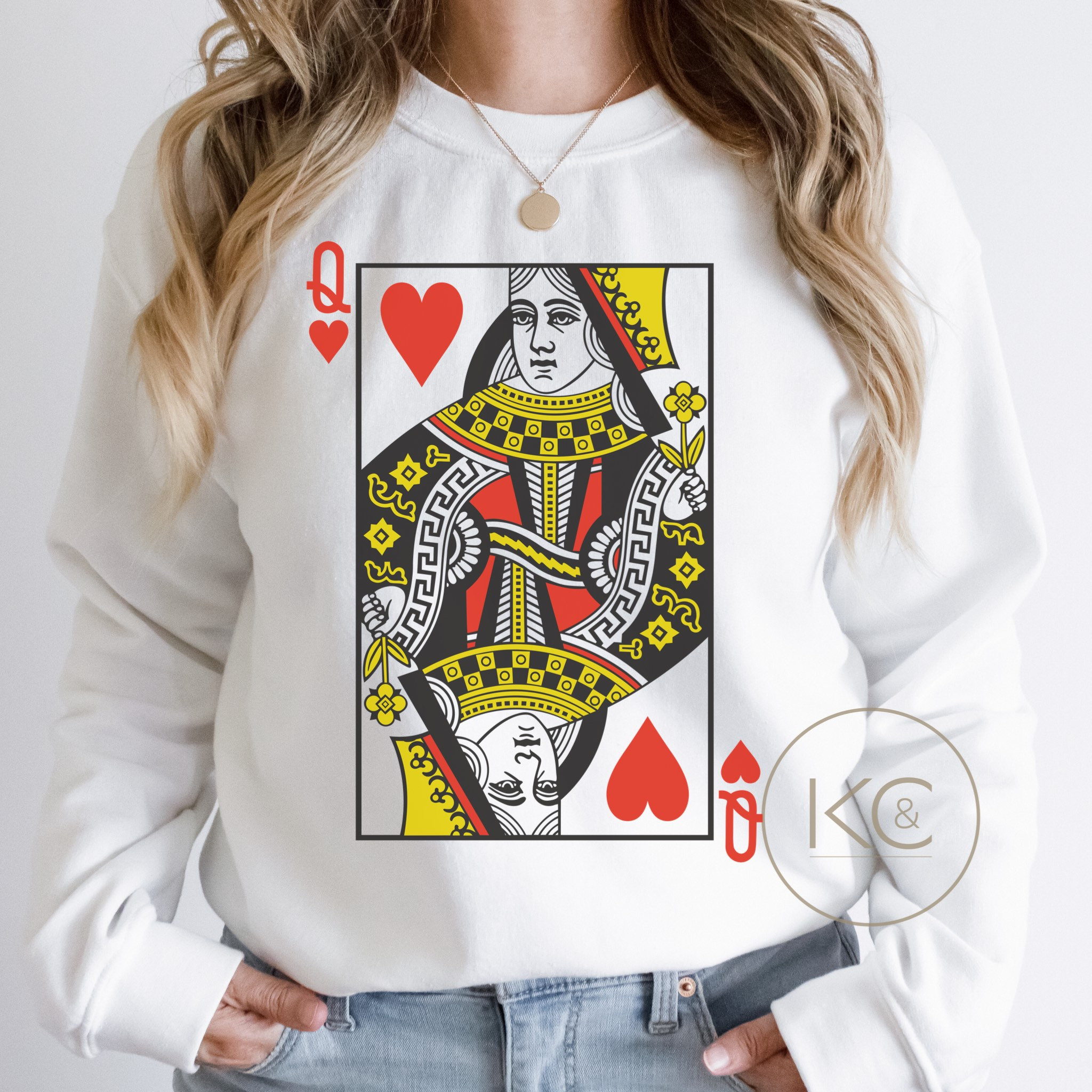 Playing Cards Graphic Sweatshirt, Full Deck Custom Cards Crewneck 