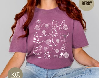 Crochet and Cats Comfort Colors® T-shirt, Crochet Kitties T-shirt, Crochet All Day Tee, Gift For Cat Lover Crochetier, Mother’s Day Gift.