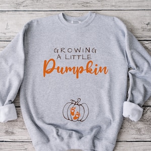 Sweat-shirt Grossesse "Growing A Little Pumpkin" - Taille XS, Thème Automne/Thanksgiving
