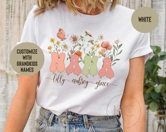 Nana Shirt With Grandkids Names, Personalized Nana Wildflowers Shirt,Grandkids Names Shirt,Custom Grandma Shirt,Mother’s Day Gift,Nana Gift