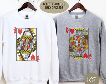 YOUTH Playing Cards Graphic sweatshirt, King Queen Aces Playing Cards Crewneck, Full Deck Custom Cards crewneck, Matching Cards Sweatshirts.