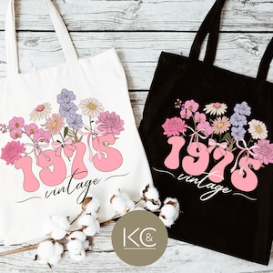 50th Birthday Tote, Vintage 1975 Tote Bag, 50th Birthday Gift For Women, 50th Birthday Gift For Mom, 50th Birthday Friend, 50th Birthday.
