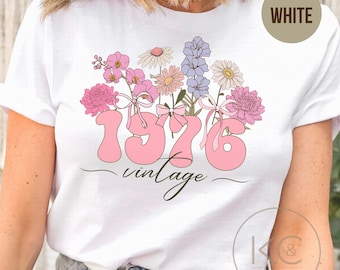50th Birthday TShirt, 1976 Birthday Shirt, 50th Birthday gift, Year Number Tee for Women, Birthday TShirt, Turning 50 Born in 1976 Gift.
