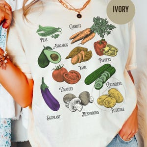Vintage Vegetable T-Shirt, Gardening Shirt, Vegan Foodie Clothing, Eat More Plants,  Graphic Garden shirt Farmers Market Comfort Colors® Tee