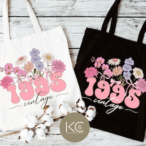 30th Birthday Tote, Vintage 1995 Tote Bag, 30th Birthday Gift For Women, 40th Birthday Gift For Sister, 30th Birthday Friend, 30th Birthday.
