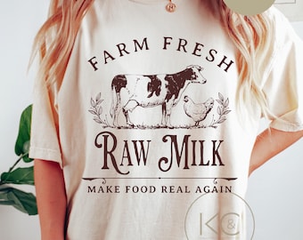 Raw Milk Tshirt, Homestead Crewneck, homesteader Tee, gift for a farmer, off the grid shirt, Crunchy Mama T-Shirt, Comfort Colors® tshirt.