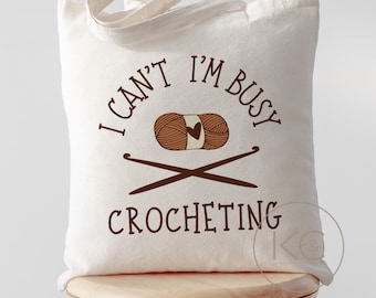 Funny Crochet Tote Bag, Crochet All Day Tote, Gift For Crochetier, Crazy Yarn Lady, Funny Crochet Gift, Mother’s Day Gift, Crochet Tote Bag.