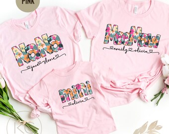 Matching Mama Grandma Mini T-shirts, Custom names mama tee,Best Gifts for Moms, Matching Mother’s Day gift, Matching  Mommy Daughter Tshirt.
