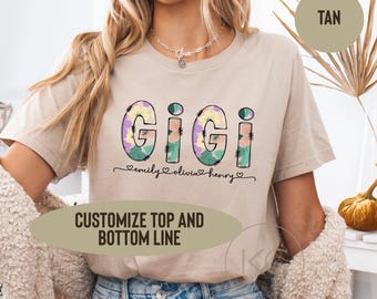 Custom Name Gigi Shirt, Mother’s Day Gift for Grandma, Grandma Tshirt, Personalized Grandmother Shirt, Gifts For Grandma Nana Gigi Mimi.