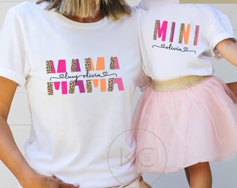 Matching Mama Grandma Mini T-shirts, Custom names mama tee,Best Gifts for Moms, Matching Mother’s Day gift, Matching  Mommy Daughter Tshirt.