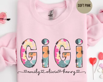 Gigi Personalized Sweatshirt, Custom Name Grandma Sweater, Personalized Grandmother Crewneck, Mothers Day Gifts For Grandma Nana Mimi Gigi.