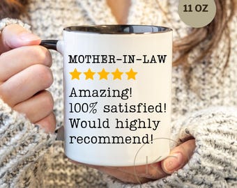 Funny Star Review Mother in Law Mug, Sarcastic Gift from Daughter Son in Law Mug, Sarcastic Mug for Mom Coffee Mugs, Mother’s Day Gift.