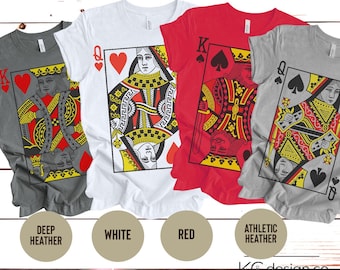 Couples Kings and Queens T-shirts, Matching Playing Cards Shirts, Hearts and Spades Halloween Tshirts, Group Halloween Tees His and Hers.