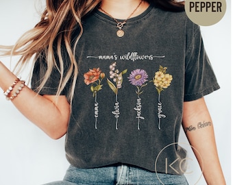 Comfort Colors® Birth Month Flower Shirt Wild Flower Shirt Custom Birth Month Flower Shirt Mothers Day Gift Personalized Gift For Mom Shirt.