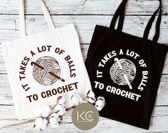 Funny Sarcastic Crochet Tote Bag, Crochet All Day Tote, Gift For Crochetier, Crazy Yarn Lady, Crochet Gift, Mother’s Day Gift, Crochet Tote.