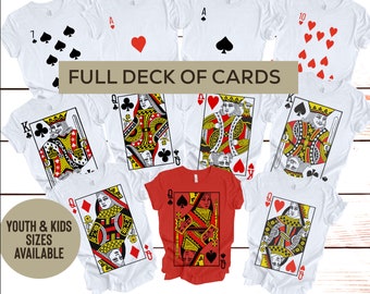 Deck of Cards Group Costume Shirts, Poker Outfit Cards Costume, Bridge Cards Costume, Matching Playing Cards for Casino Party, Team Costume.