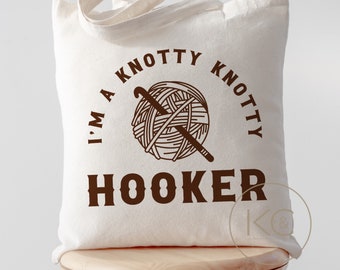 Funny Crochet Tote Bag, Crochet All Day Tote, Gift For Crochetier, Crazy Yarn Lady, Funny Crochet Gift, Mother’s Day Gift, Crochet Tote Bag.