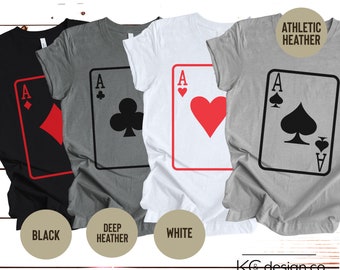 Couples Aces T-shirts, Matching Playing Cards Shirts, Hearts, Spades, Diamonds, Clubs Halloween Tshirts, Group Halloween Tees His and Hers.