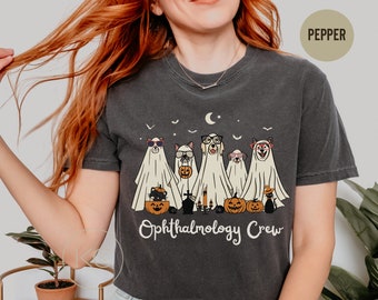 Spooky Ophthalmology Halloween Shirt, Comfort Colors® Shirt, Optometry Crew Shirt, Group Halloween Shirt, Ghost Tshirt, Eye Doctor Fall Tee.