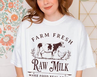 Raw Milk Tshirt, Homestead Crewneck, homesteader Tee, gift for a farmer, off the grid shirt, Crunchy Mama T-Shirt, Comfort Colors® tshirt.