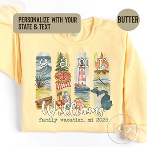 Custom State summer Camp T-Shirt, Personalized Family Vacation Shirts, Your name Camping Sweatshirts, Summer Vacation Comfort Colors TShirt.