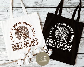 Funny Sarcastic Crochet Tote Bag, Crochet All Day Tote, Gift For Crochetier, Crazy Yarn Lady, Crochet Gift, Mother’s Day Gift, Crochet Tote.