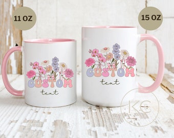 Custom Wildflower Mug, Your Name Birthday Gift, Personalized Mug, Personalized Coffee Mug,Custom Family Mug, Make Your Own Mug, Custom Gift.