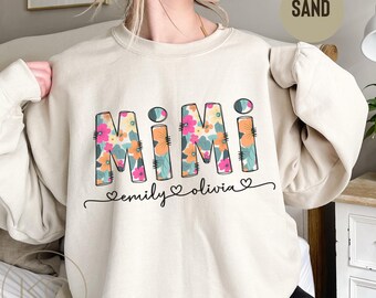 Personalized Mimi Sweatshirt, Custom Name Grandma Sweater, Personalized Grandmother Crewneck, Mothers Day Gifts For Grandma Nana Gigi.