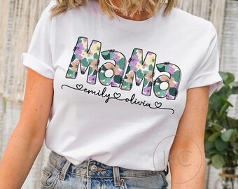 Custom Name Mama Shirt, Mother’s Day Gift for Mon Tshirt, Personalized Shirt with Kids names, Gifts For Mothers Day Custom Shirt.