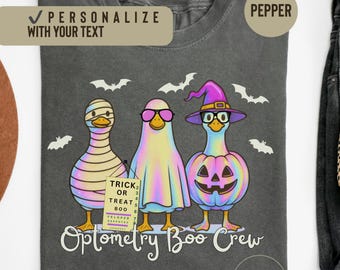 Custom Eye Doctor Halloween Goose Shirt,Personalized Text Eye Doctor Comfort Colors® Shirt, Optometrist Group Halloween Eye Doctor T-Shirt.