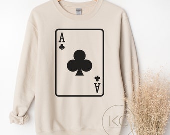 Aces Graphic sweatshirt |  Playing Cards crewneck | Gift for poker player| casino card player sweater, Matching Couples card sweatshirt.