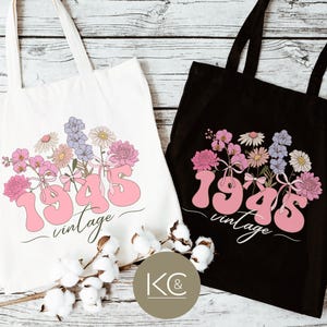 80th Birthday Tote, Vintage 1945 Tote Bag, 80th Birthday Gift For Women, 80th Birthday Gift For Mom, 80th Birthday Friend, 80th Birthday.