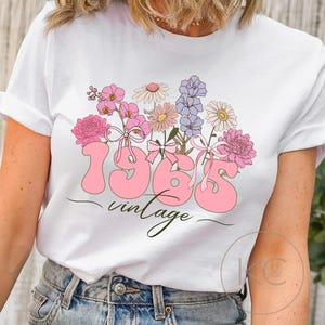 60th Birthday TShirt, 1965 Birthday Shirt, 60th Birthday gift, Year Number Tee for Women, Birthday TShirt, Turning 60 Born in 1965 Gift.