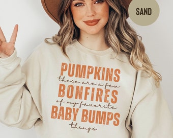 Thanksgiving Fall Pregnancy Announcement Sweatshirt, Funny Pregnancy reveal shirt, mom to be crewneck , cute baby feet pumpkin fall sweater.