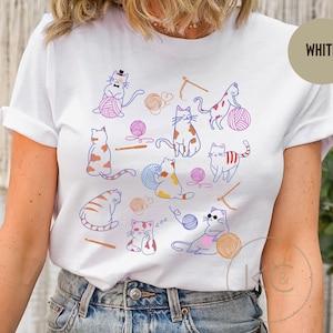 Crochet and Cats T-shirt, Crochet All Day Tee, Gift For Cat Lover Crochetier, Funny Crochet Gift, Mother’s Day Gift, Crochet Tshirt.