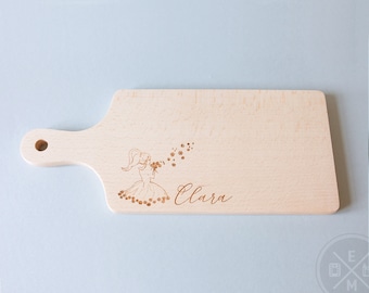 Personalized breakfast board "Ballerina" with name, laser engraving, cutting board, vesper board, bread board, gift, birthday, dancer