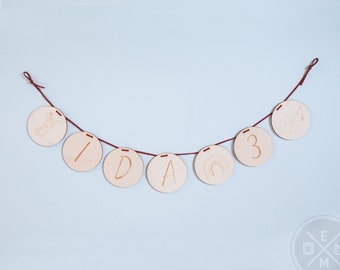 Pennant Chain Children's Room Wood | Name | Gift for the birth | Gift for baptism | Decoration | Baby | Birthday | Birthday decoration | Wooden garland