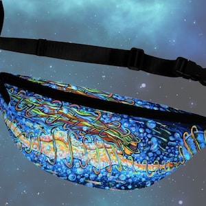 Fanny Pack Diving to Universe Belt bag Psychedelic Trippy Rave Accessory, Hipbag Music Festival Bum Bag Neon Art, hip bag pattern