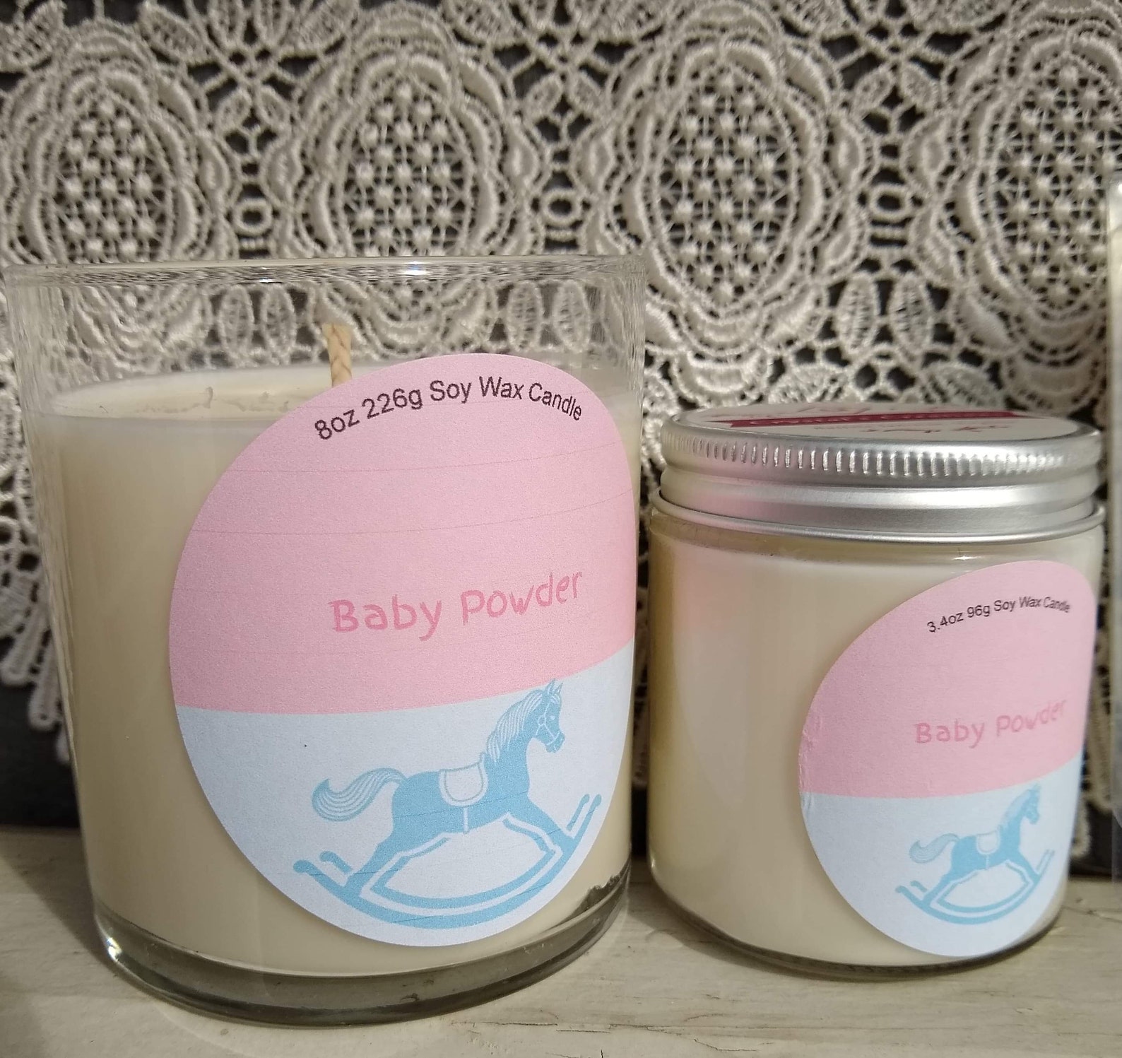 Baby powder scent candle custom small candle gift set 8 oz Etsy