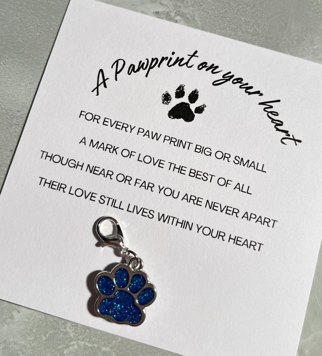 A Paw Print on Your Heart Pet Memorial Card With Paw Pendant | Pet Loss ...