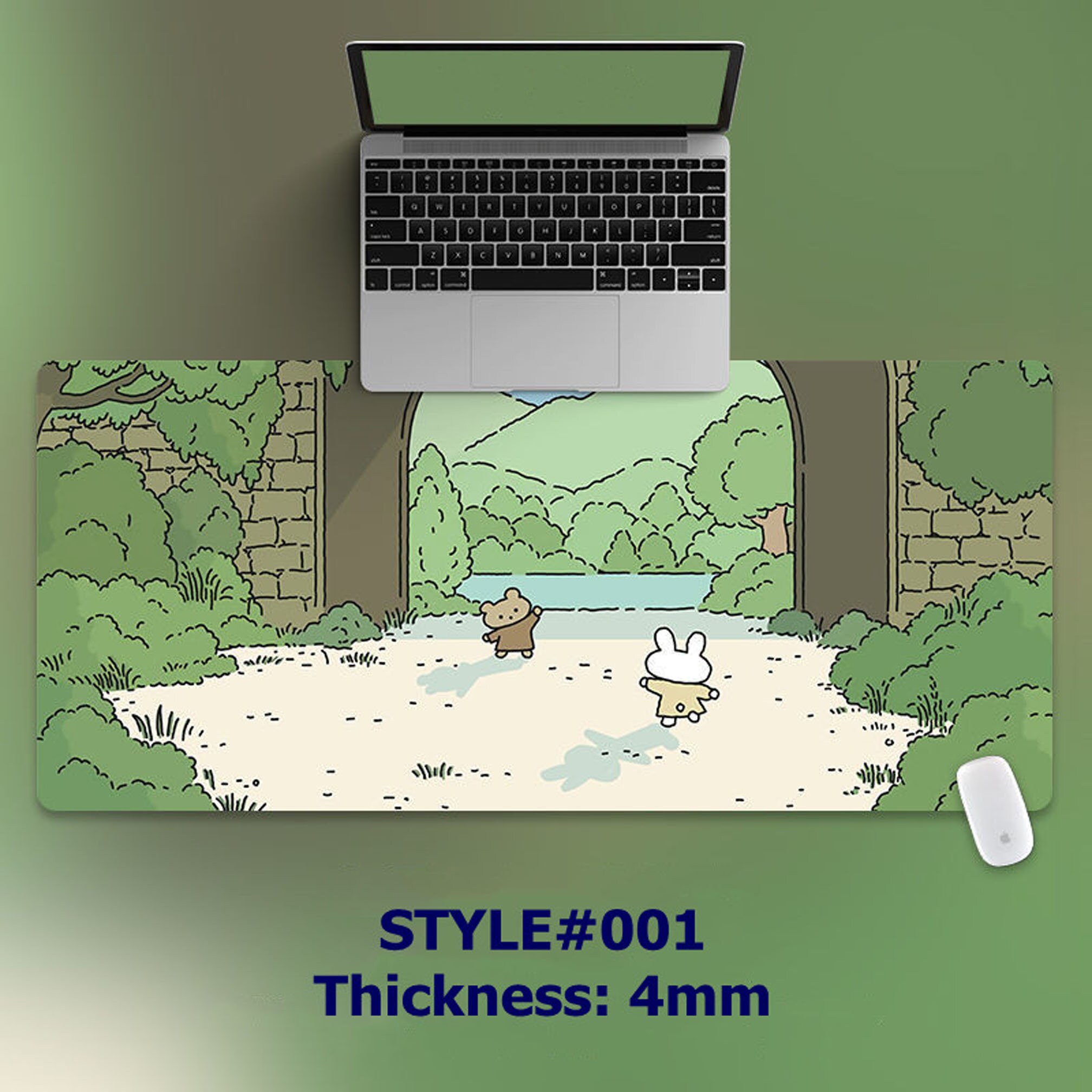 Rubber Cute Desk Mat Table Protector Decoration Green Large Etsy