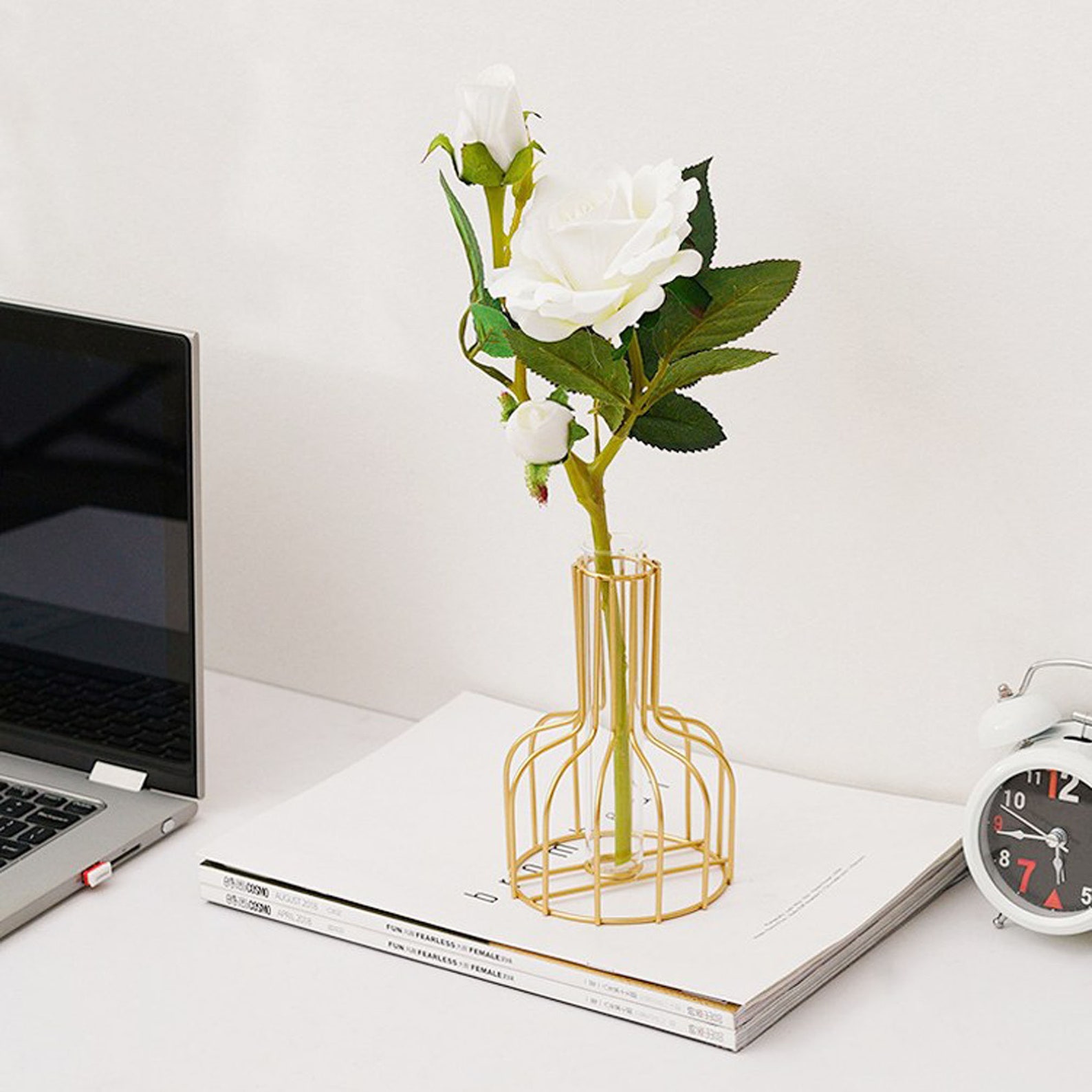 Gold Metal Frame Gold Flower Vase with Test Tube Vase for Etsy