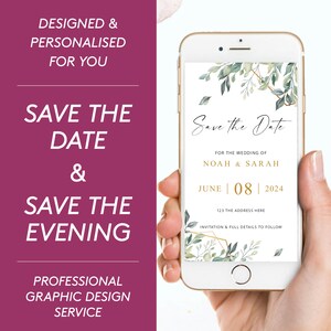TWEE BESTANDEN, digitale Save the Date EN Save the Evening e-uitnodiging, trouwkaart, elektronische huwelijksuitnodiging, verzenden via WhatsApp